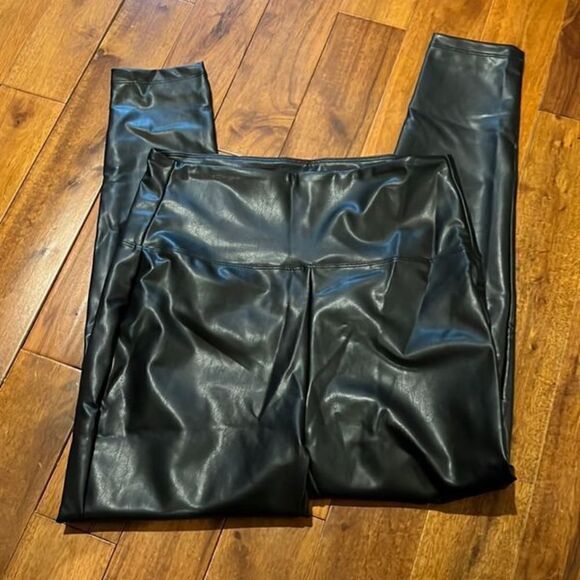 New Zenana Tan Faux Leather Leggings - Picture 1 of 11